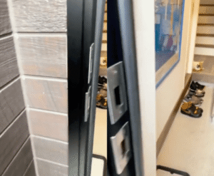 현관에서 펼쳐진 귀여운 풍경: 시바견의 게으른 환영